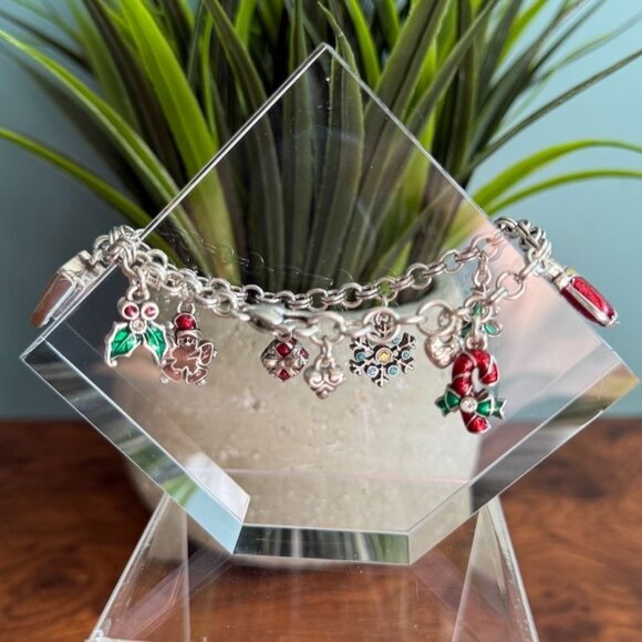 Brighton Christmas Charm Bracelet Silver Tone w Enamel - Picture 10 of 10